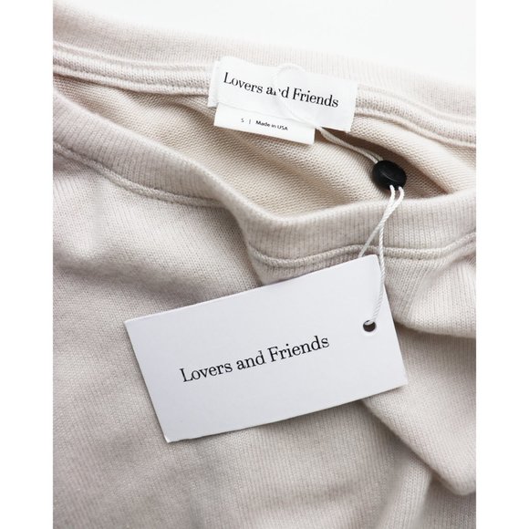 NWT Lovers + Friends Slouchy Raw Edge Sweatshirt Pullover Soft Beige Ivory Small - Picture 5 of 8